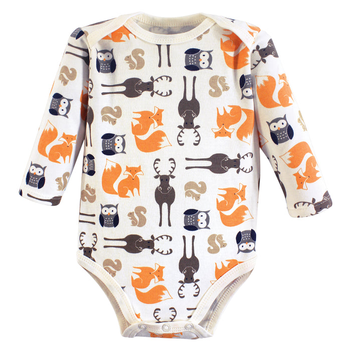 Hudson Baby Infant Boy Cotton Long-Sleeve Bodysuits, Forest