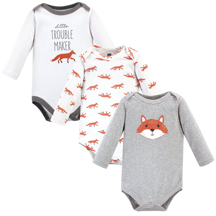 Hudson Baby Infant Boy Cotton Long-Sleeve Bodysuits, Little Fox