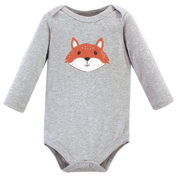 Hudson Baby Infant Boy Cotton Long-Sleeve Bodysuits, Little Fox