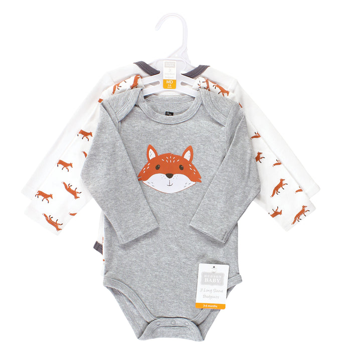 Hudson Baby Infant Boy Cotton Long-Sleeve Bodysuits, Little Fox