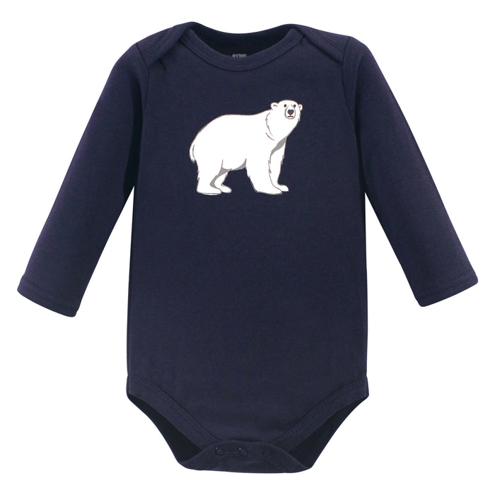 Hudson Baby Infant Boy Cotton Long-Sleeve Bodysuits, Polar Bear
