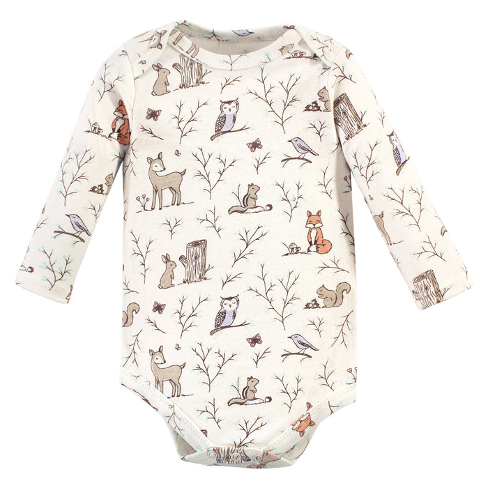 Hudson Baby Infant Girl Cotton Long-Sleeve Bodysuits, Enchanted Forest