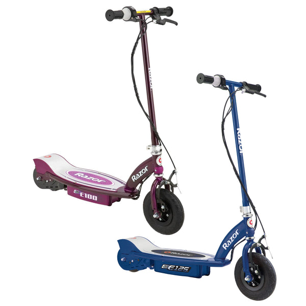 Razor E100 & E125 Kids 24V Electric Battery Powered Toy Scooters, Blue & Purple