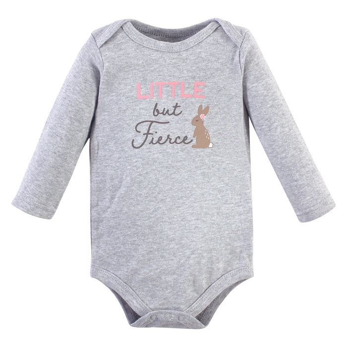 Hudson Baby Infant Girl Cotton Long-Sleeve Bodysuits, Girl Fox