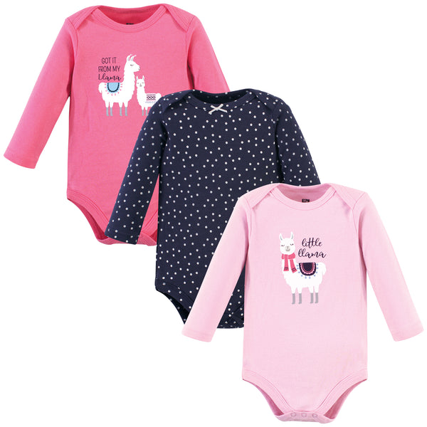 Hudson Baby Infant Girl Cotton Long-Sleeve Bodysuits, Little Llama