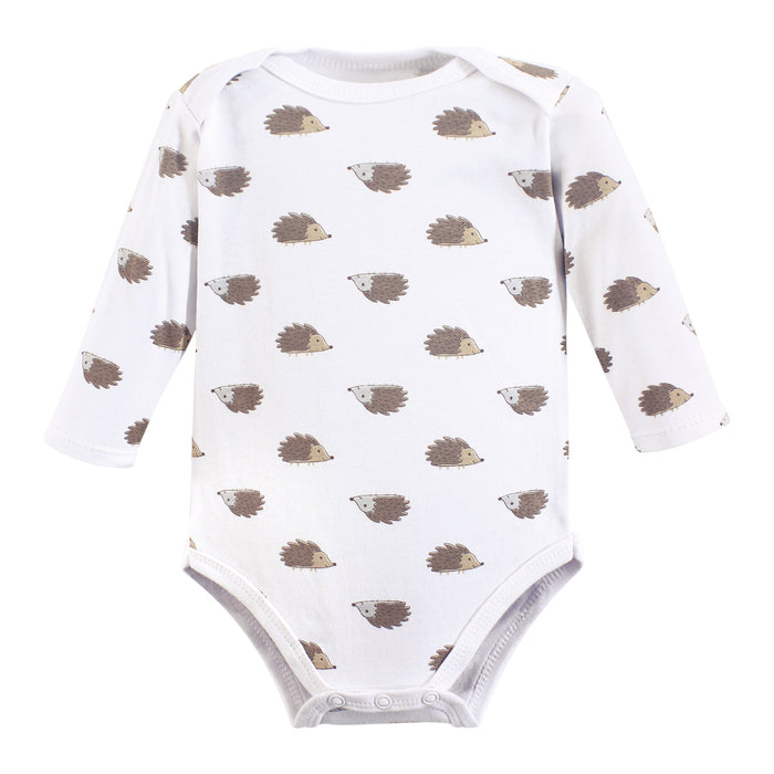Hudson Baby Cotton Long-Sleeve Bodysuits, Hedgehog 3-Pack