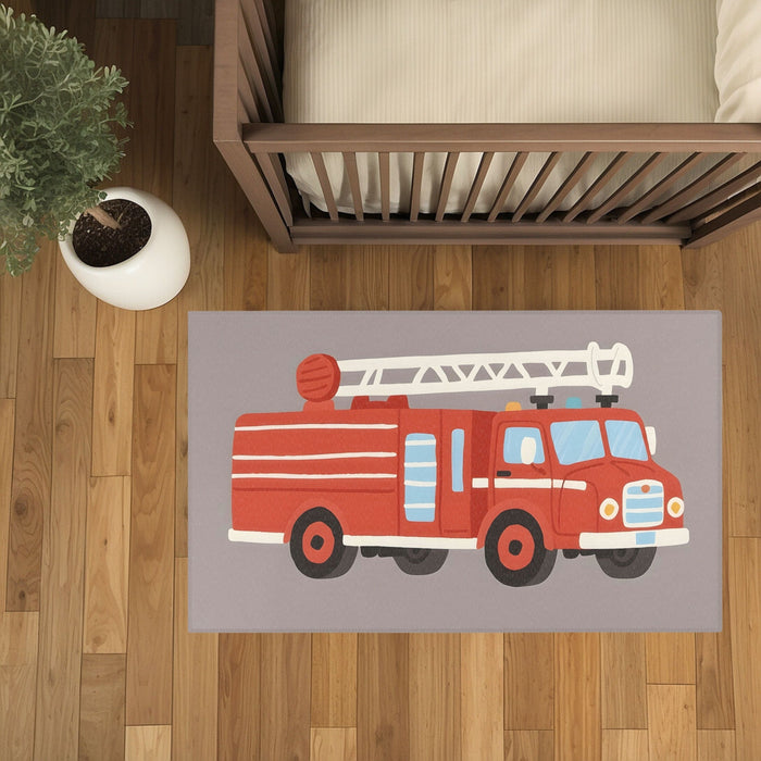 TeepeeJoy Nursery and Kids Firetruck Area Rug - Blaze Battler Express