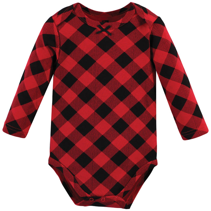 Hudson Baby Infant Girls Cotton Long-Sleeve Bodysuits, Christmas Gift 3-Pack