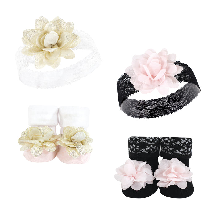 Hudson Baby Infant Girl Headband and Socks Set, Lace