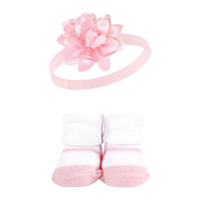 Hudson Baby Infant Girl Headband and Socks Set, Flower, 0-9 Months