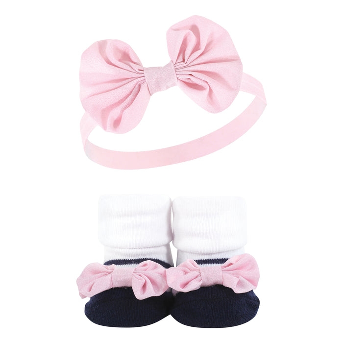 Hudson Baby Infant Girl Headband and Socks Giftset, Pink Blue 10-Piece