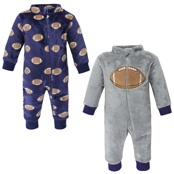 Hudson Baby Fleece Coveralls, Football, 2-Pack