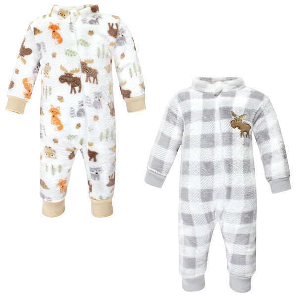 Hudson Baby Fleece Coveralls, Woodland, 2-Pack