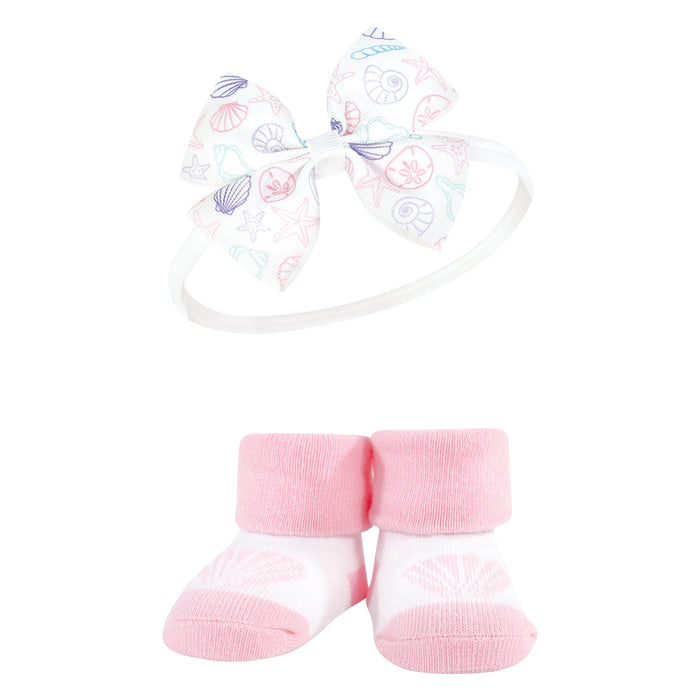 Hudson Baby Infant Girls Headband and Socks Giftset, Mermaid