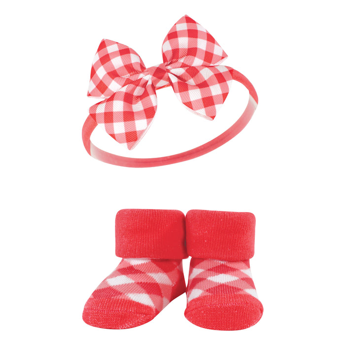 Hudson Baby Infant Girls Headband and Socks Giftset, Watermelon