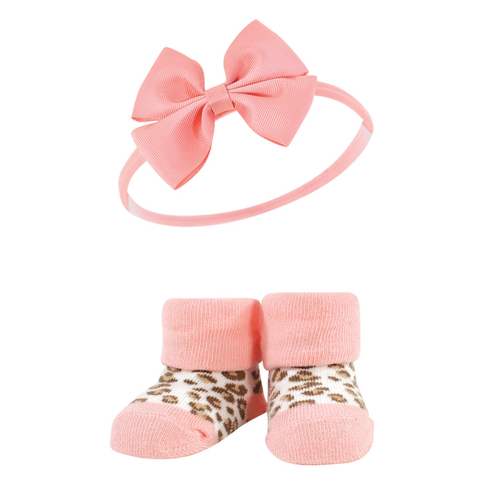 Hudson Baby Infant Girls Headband and Socks Giftset, Blush Rose, One Size