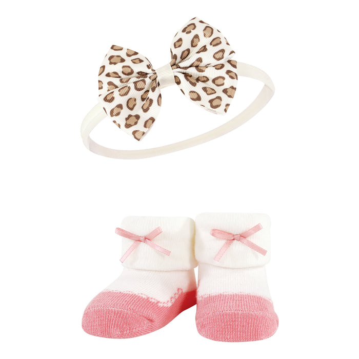 Hudson Baby Infant Girls Headband and Socks Giftset, Blush Rose, One Size