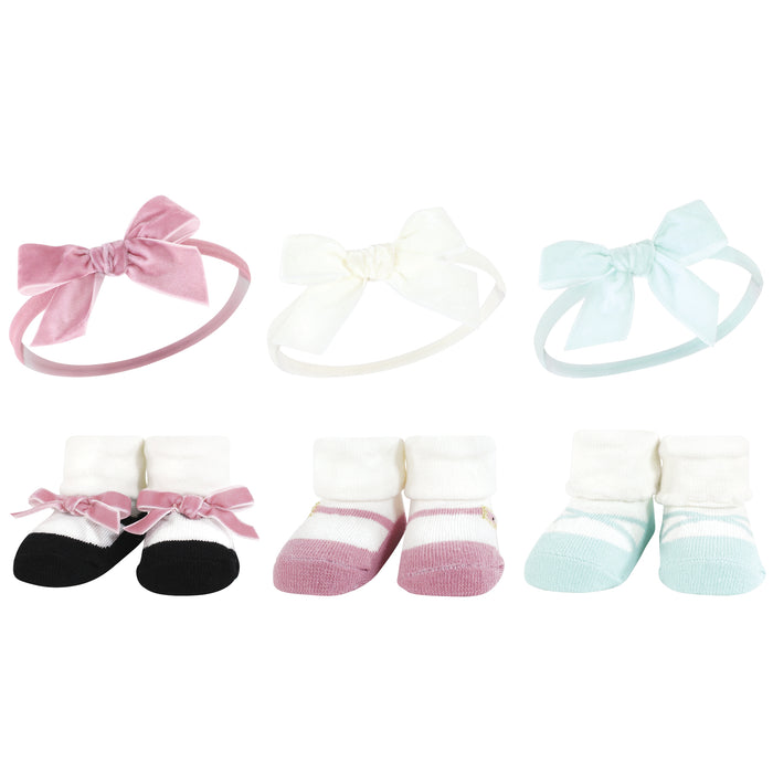 Hudson Baby Infant Girl 12 Piece Headband and Socks Giftset, Blush Mint, One Size