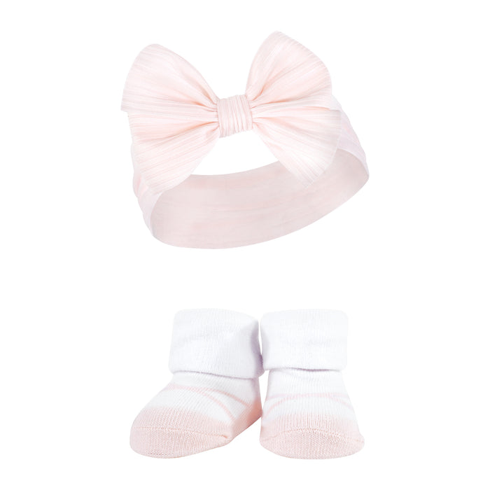 Hudson Baby Infant Girls Headband and Socks Giftset, Teal Pink, One Size