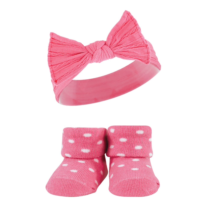 Hudson Baby Infant Girls Headband and Socks Giftset, Black Wild Rose Leopard, One Size