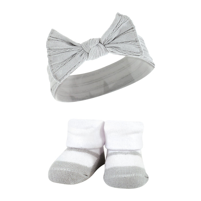 Hudson Baby Infant Girls Headband and Socks Giftset, Red Houndstooth Bows, One Size