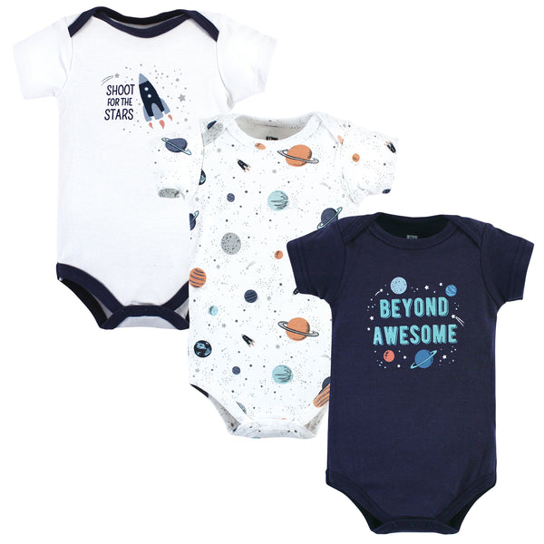 Hudson Baby Infant Boy Cotton Bodysuits, Space