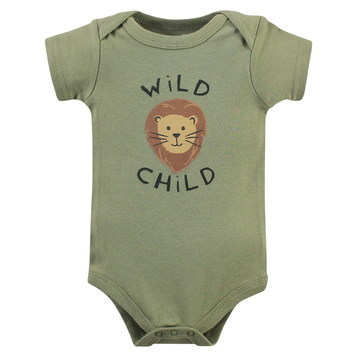 Hudson Baby Infant Boy Cotton Bodysuits, Gray Safari Life