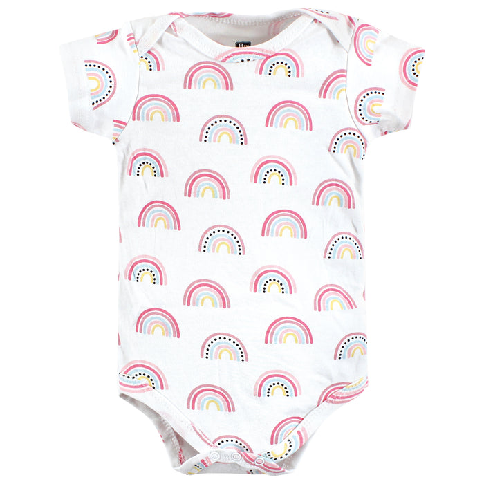 Hudson Baby Infant Girl Cotton Bodysuits, Modern Rainbow