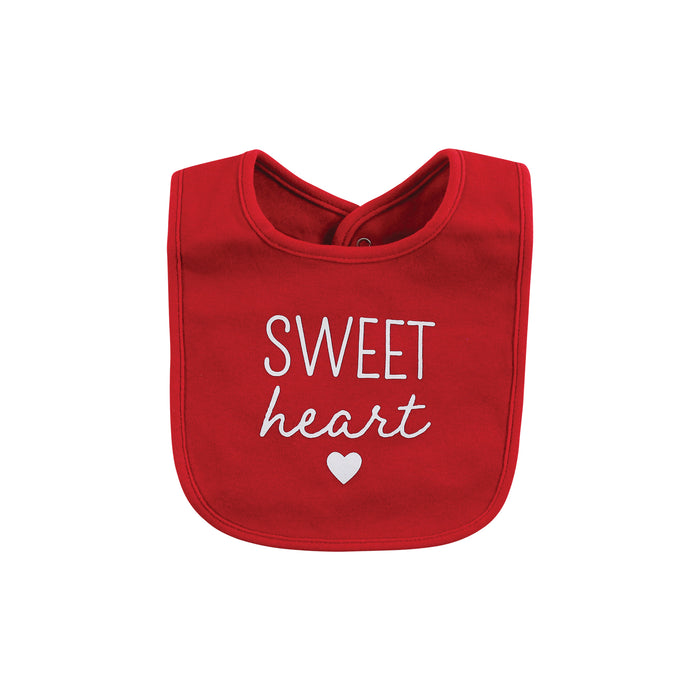 Hudson Baby Infant Girl Cotton Bib and Headband , Valentine Sweetheart