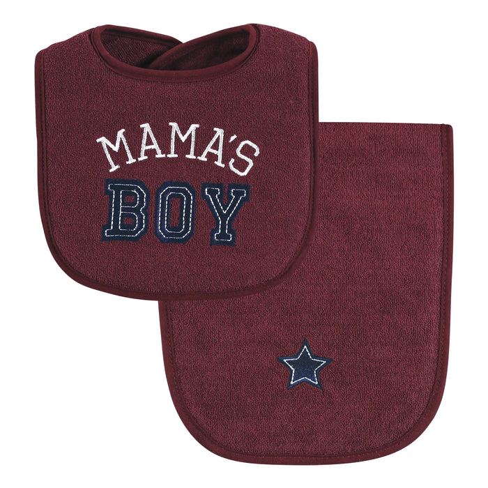Hudson Baby Infant Boys Cotton Terry Bib and Burp Cloth Set, Mamas Boy, One Size