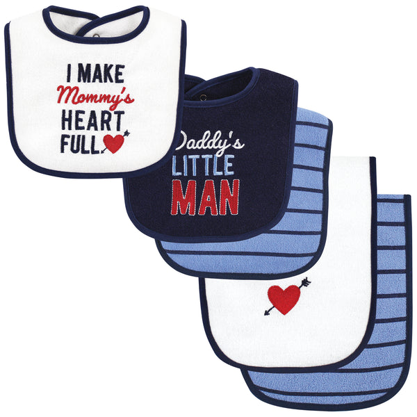 Hudson Baby Infant Boys Cotton Terry Bib and Burp Cloth Set, Daddys Little Man