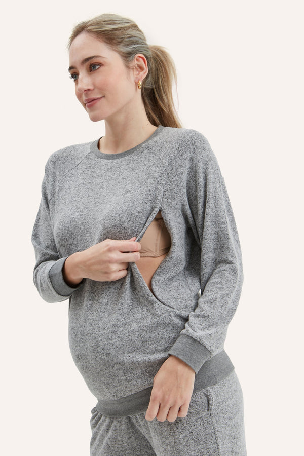 NOM Maternity Heart On My Sleeve Nursing Sweatshirt