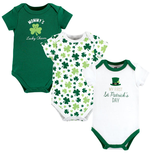 Hudson Baby 3-Pack Cotton Bodysuits, Lucky Charm