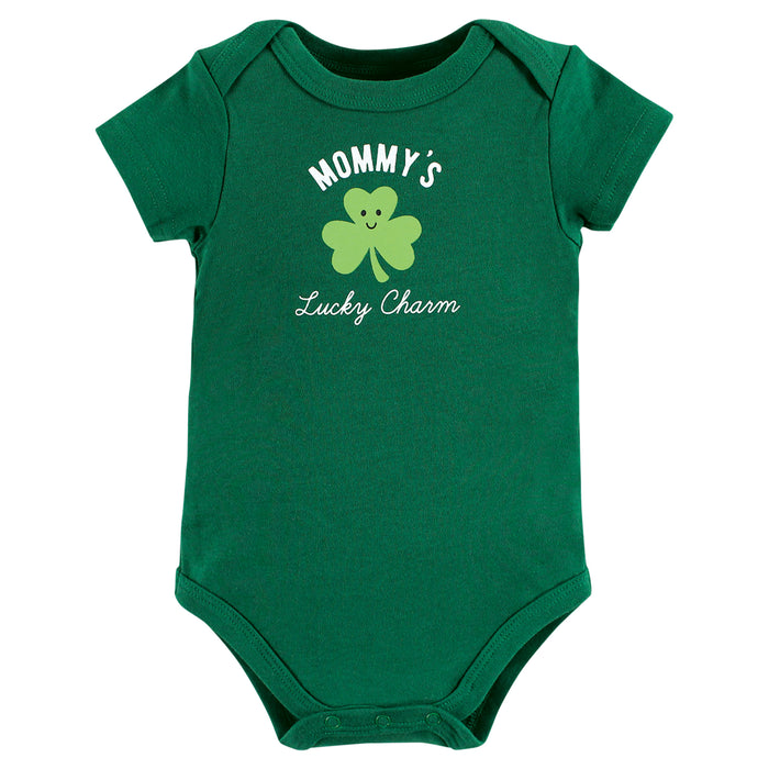 Hudson Baby 3-Pack Cotton Bodysuits, Lucky Charm