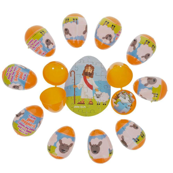 BestPysanky Set of 12 Plastic Religious Puzzle Filled Eggs