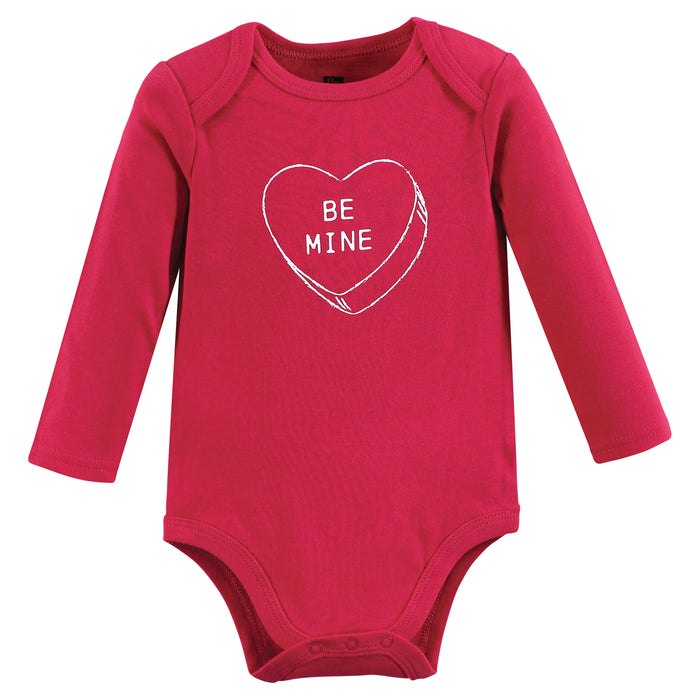 Hudson Baby Infant Girl Cotton Long-Sleeve Bodysuits, Be Mine Valentine