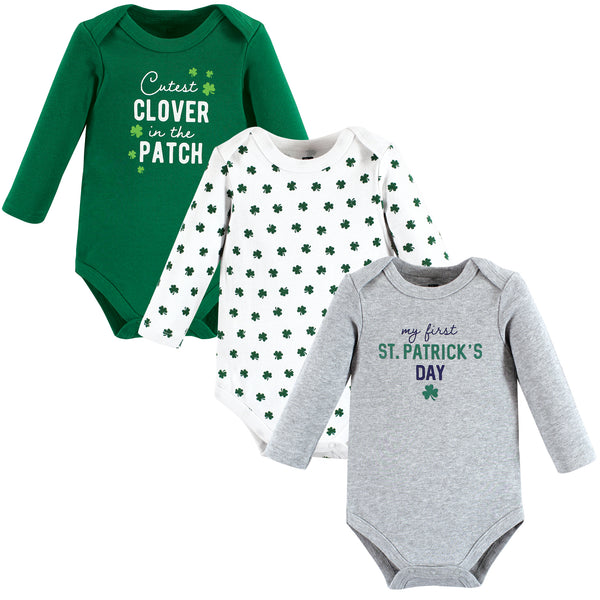 Hudson Baby Infant Boy Cotton Long-Sleeve Bodysuits, Cutest Clover