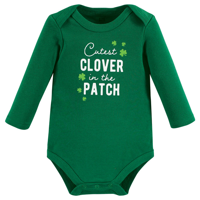 Hudson Baby Infant Boy Cotton Long-Sleeve Bodysuits, Cutest Clover