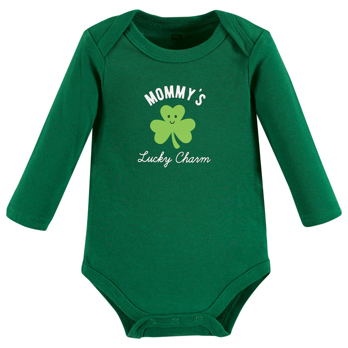 Hudson Baby Infant Boy Cotton Long-Sleeve Bodysuits, Lucky Charm