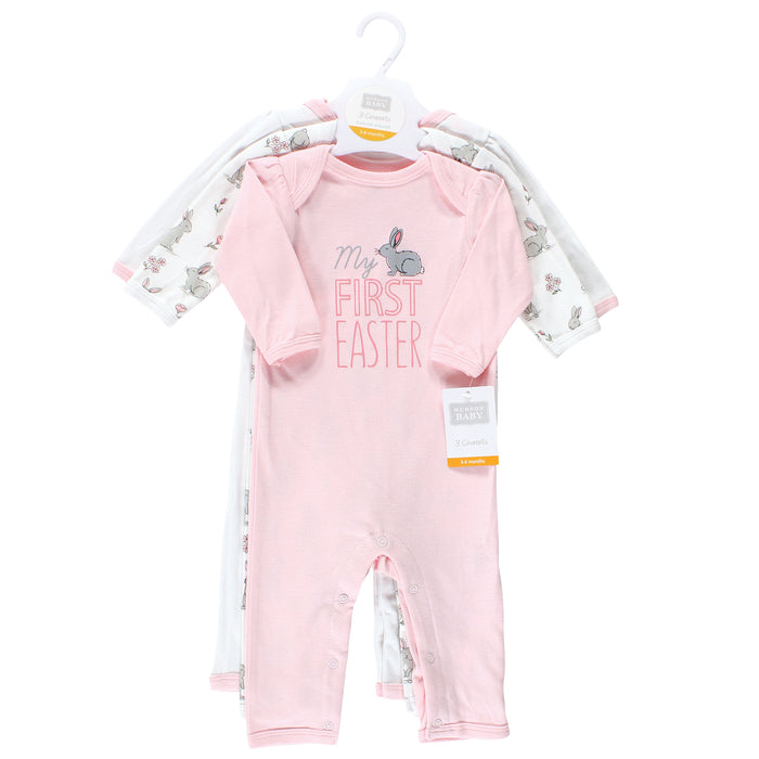 Hudson Baby Infant Girl Cotton Coveralls, Some Bunny