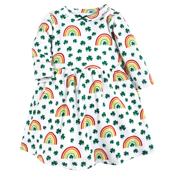 Hudson Baby Infant and Toddler Girl Cotton Dresses, St Patricks Rainbow