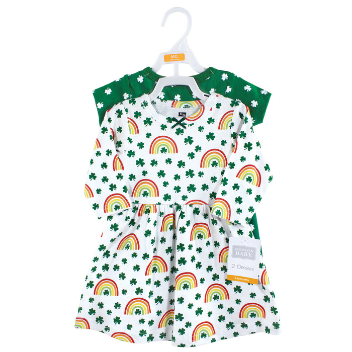 Hudson Baby Infant and Toddler Girl Cotton Dresses, St Patricks Rainbow