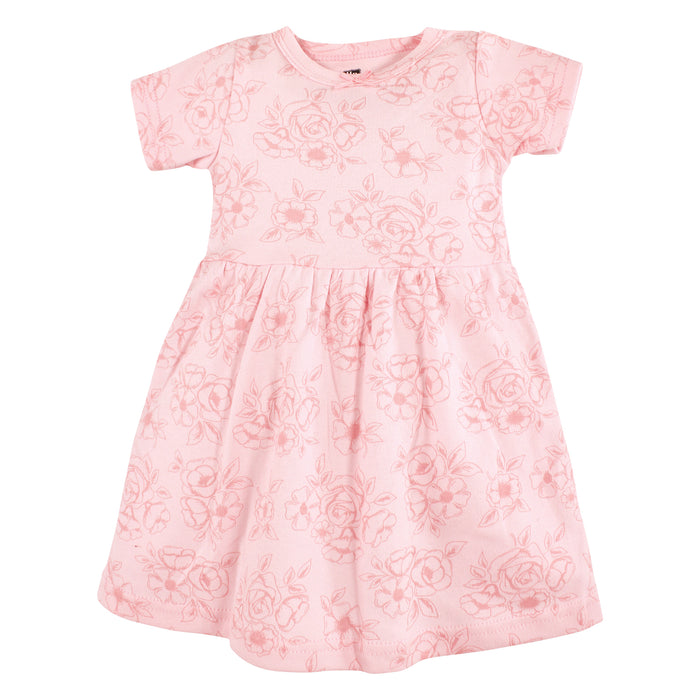 Hudson Baby Infant and Toddler Girl Cotton Dresses, Bunny Floral