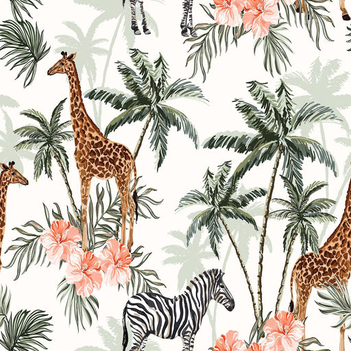 TeepeeJoy Giraffe Themed Wallpaper for Nursery and Kids Rooms - Looking Up