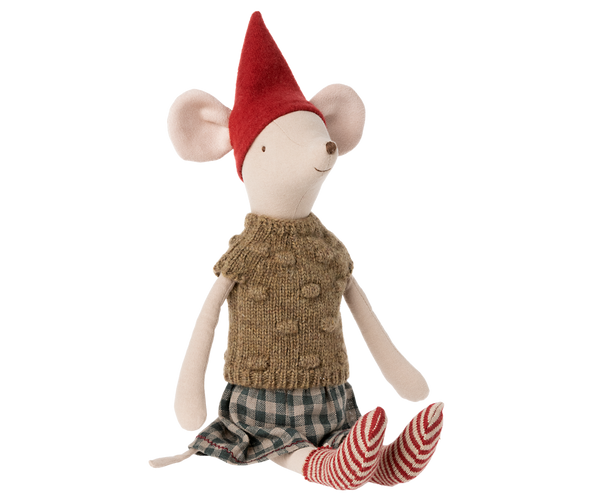 Maileg Medium Christmas Mouse, Girl - Sweater