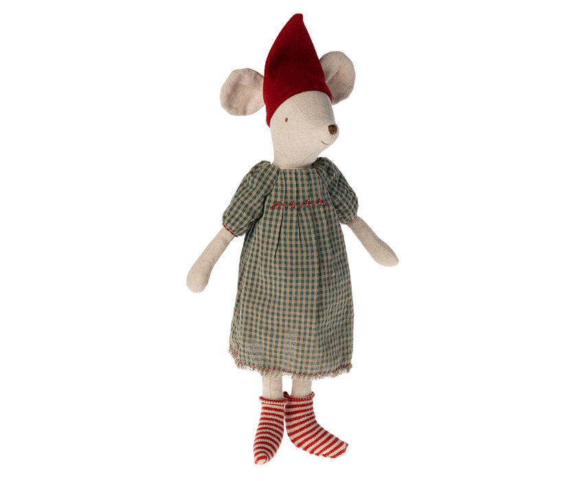 Maileg Medium Christmas Mouse, Girl - Dress