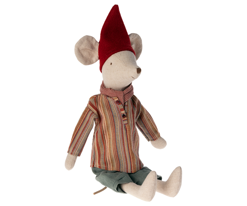 Maileg Medium Christmas Mouse, Boy - Scarf