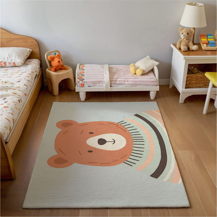 TeepeeJoy Bear Area Rug for Nursery and Kids Rooms - Trendy Teddy