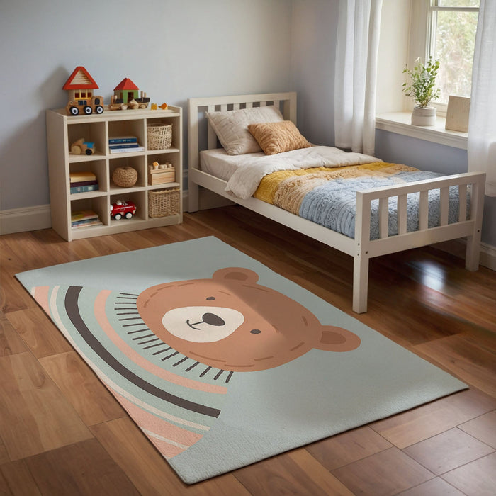 TeepeeJoy Bear Area Rug for Nursery and Kids Rooms - Trendy Teddy