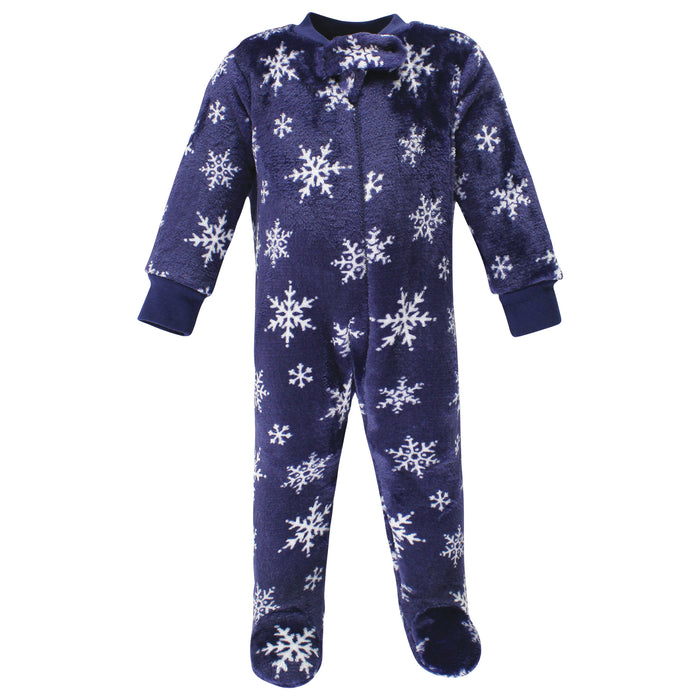 Hudson Baby Plush Sleep and Play, Navy Snowflake, 2-Pack